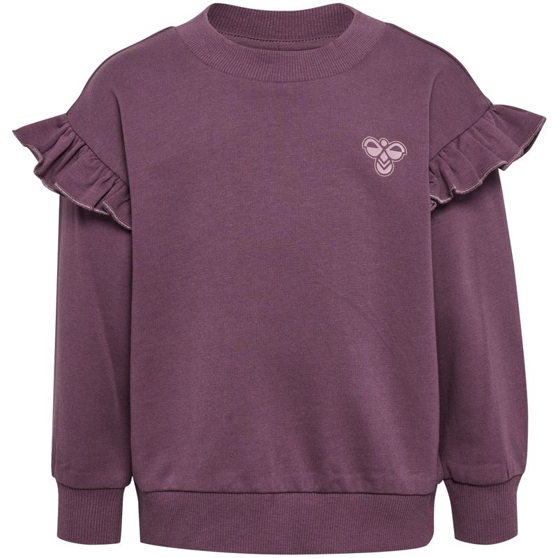 Hummel Hmlmini Frill sweatshirt til småbarn, Black Plum