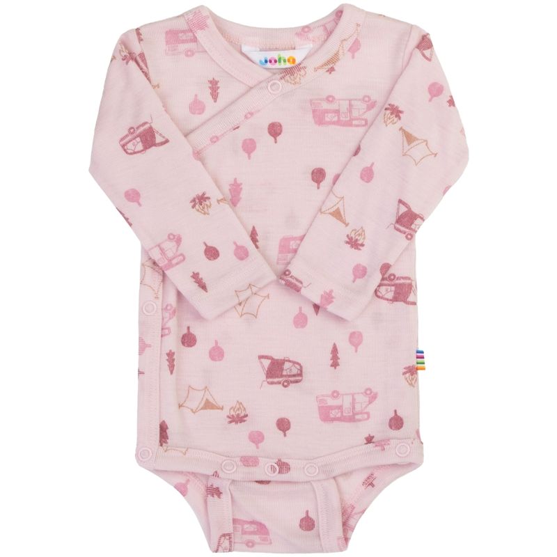 Joha Camping omslagsbody i merinoull, Light pink