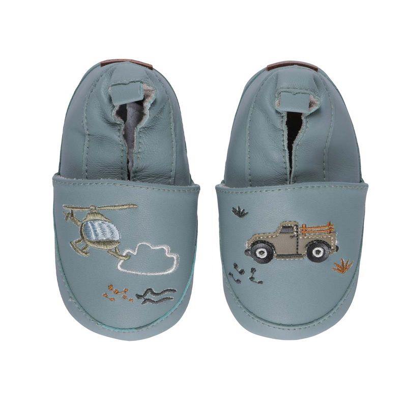 Melton skinntøfler med truck, silver blue