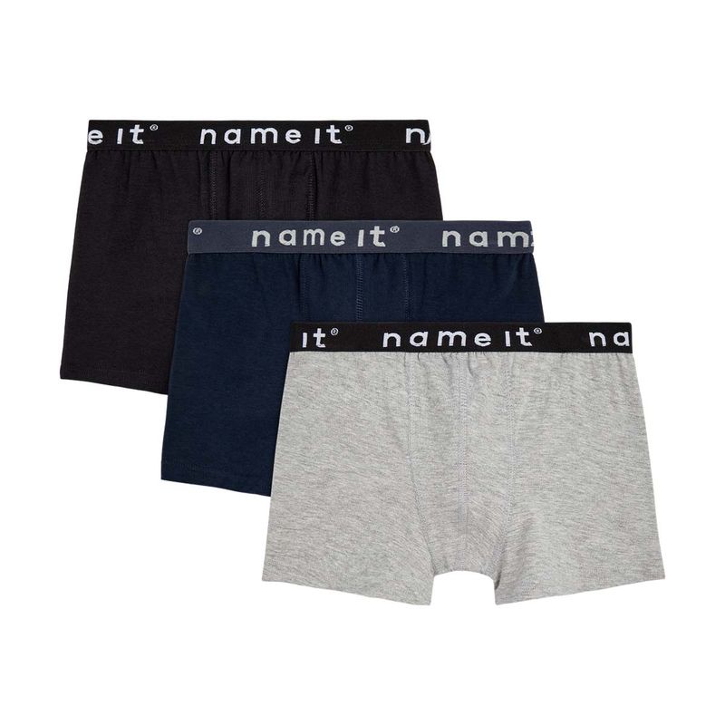 Name It Nkmboxer 3-pack boxere til barn, Black/Grey
