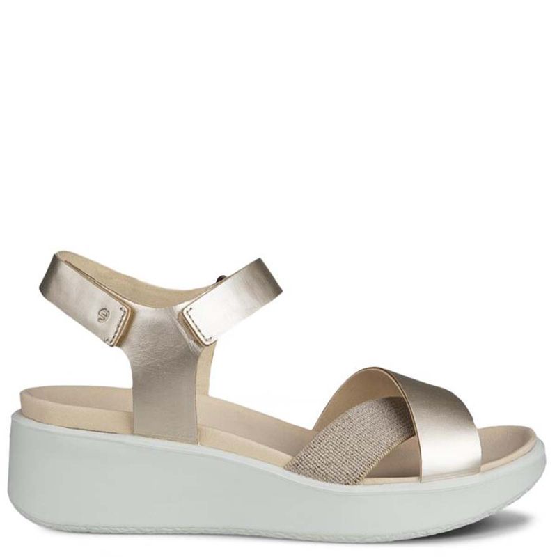 Ecco Flowt Wedge Lx sandaler til dame, pure white gold