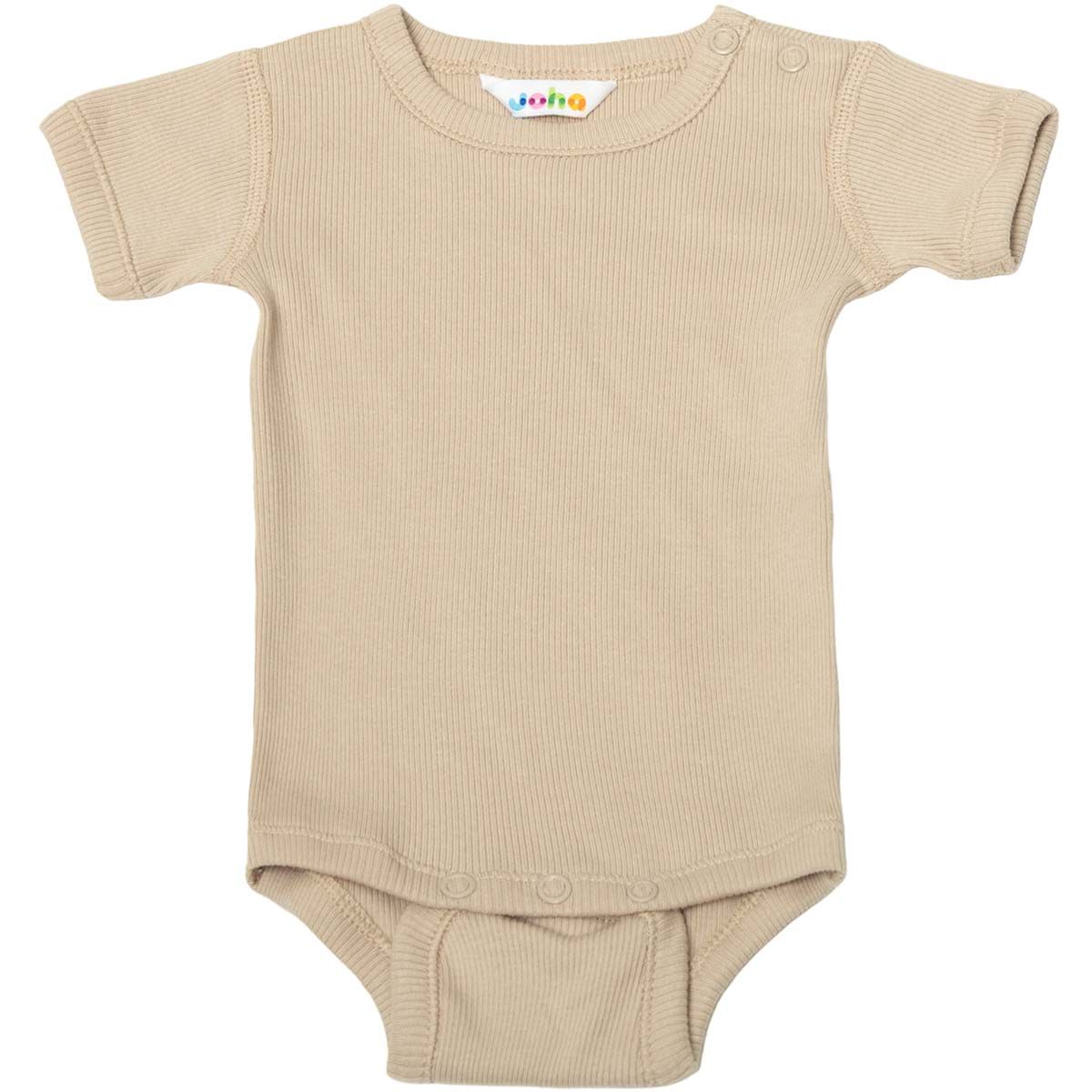 Joha ribbet kortermet body, Beige