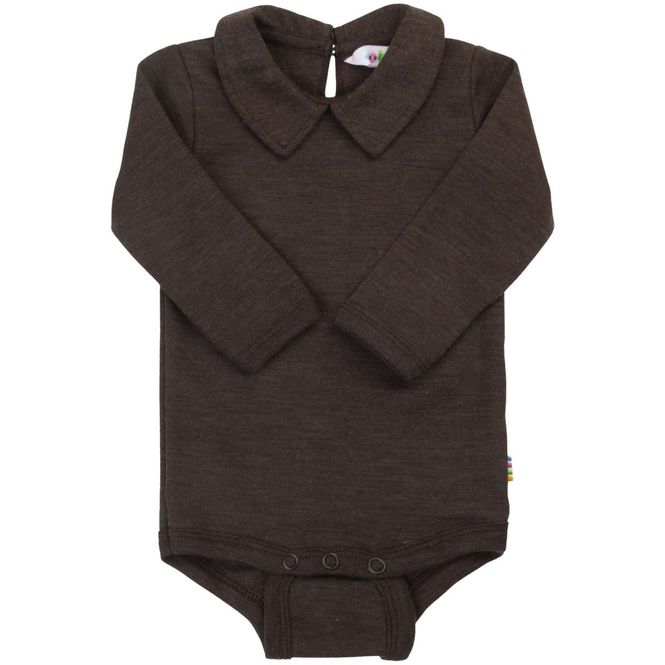 Hovedbilde Joha body i ull/silke m/krage, Drk. brown