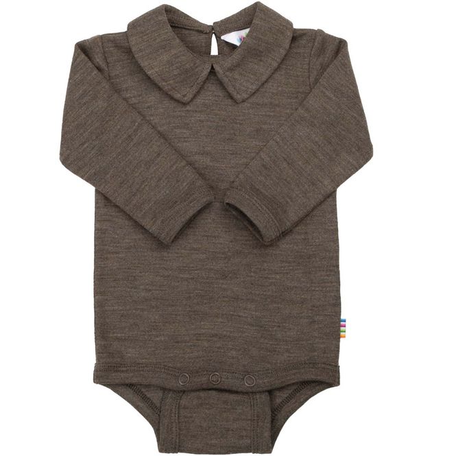 Hovedbilde Joha body i ull/silke m/krage, Brown Mel.
