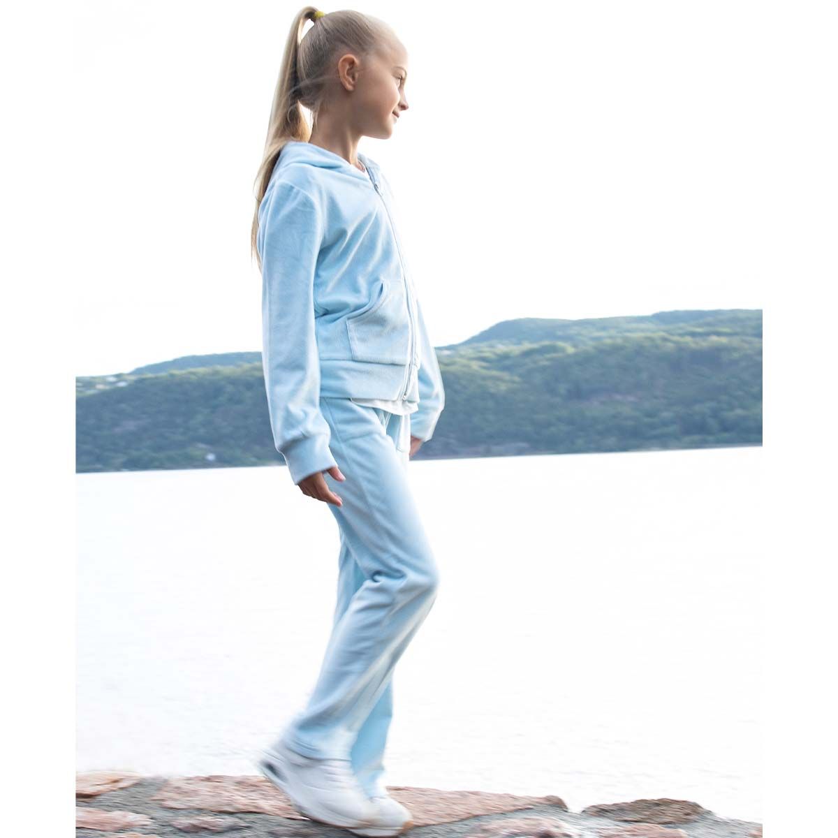 Vilje & Ve Hermine velour bukse til barn, Ice Blue