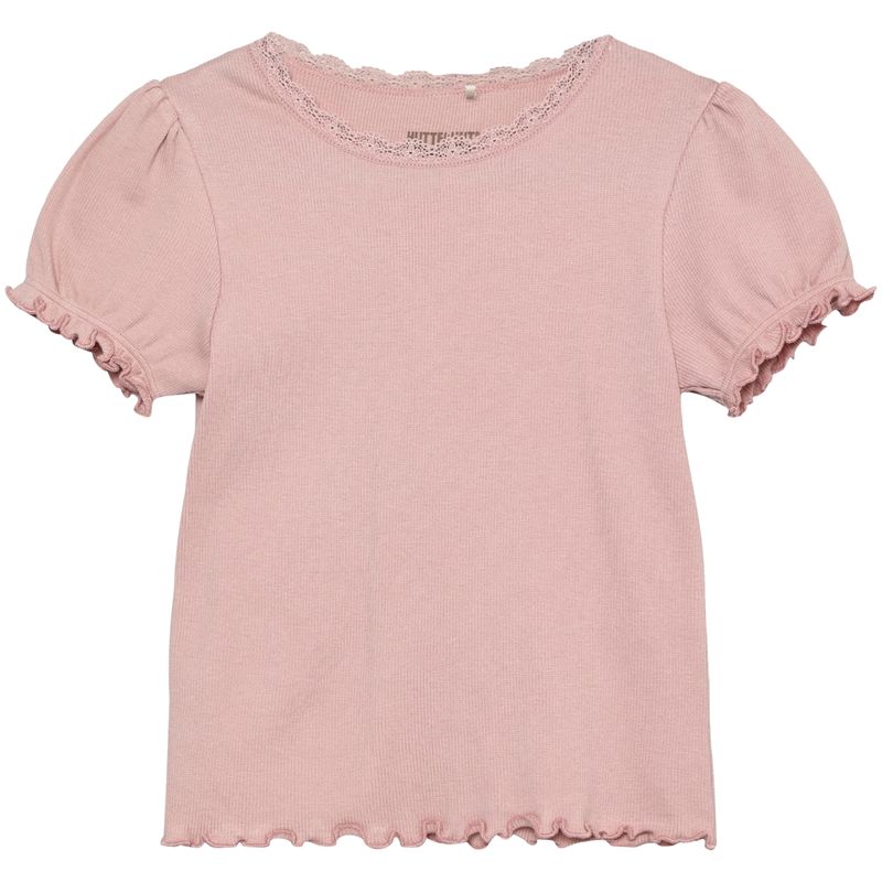 HUTTEliHUT Rib t-skjorte til barn, Pale Mauve