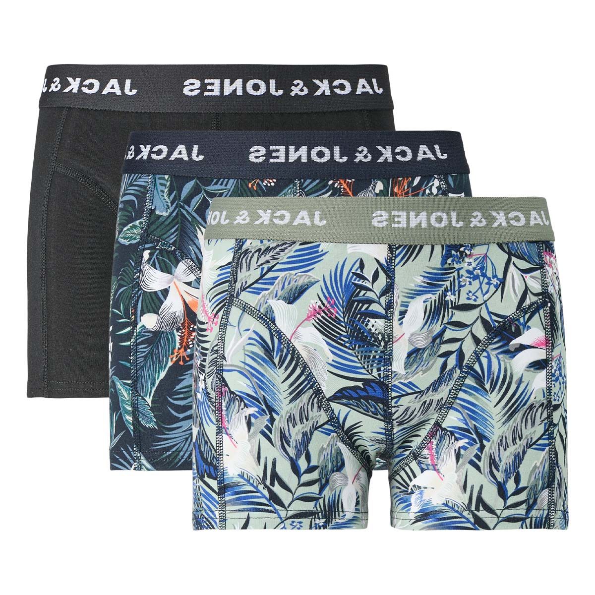 Jack and Jones Junior Flower 3-pack boxere, Sky Captain