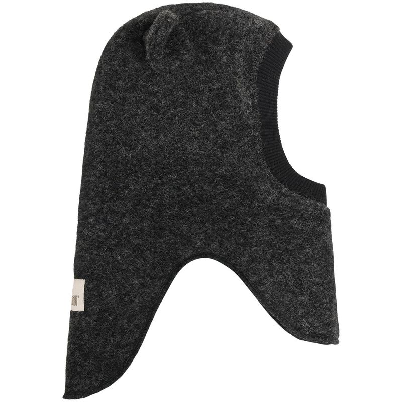 HUTTEliHUT balaclava i ull m/ører, Dark Grey Melange