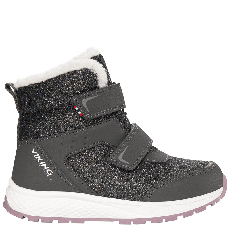 Viking Equip Glitter WP Warm 2V vintersko, Charcoal/Dusty P.
