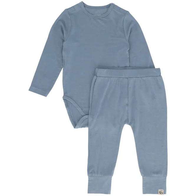 Hovedbilde Gullkorn Vennen baby sett i viskose, Dueblå
