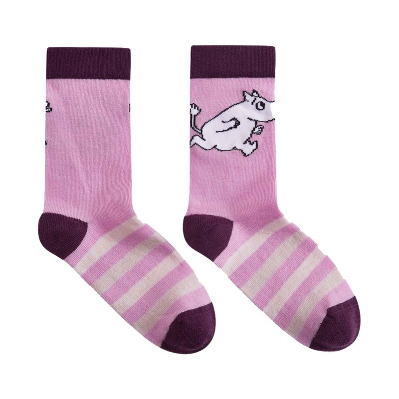 Reima Moomin Randig sokker i ull, Grey Pink