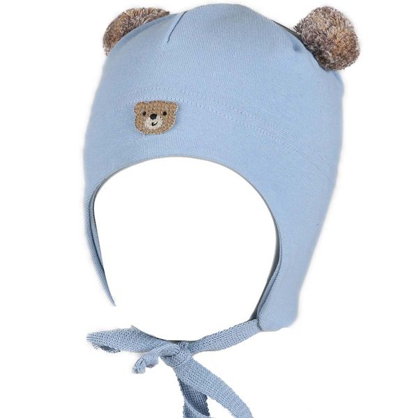Hovedbilde Kivat vårlue til barn med bamse, Babyblå