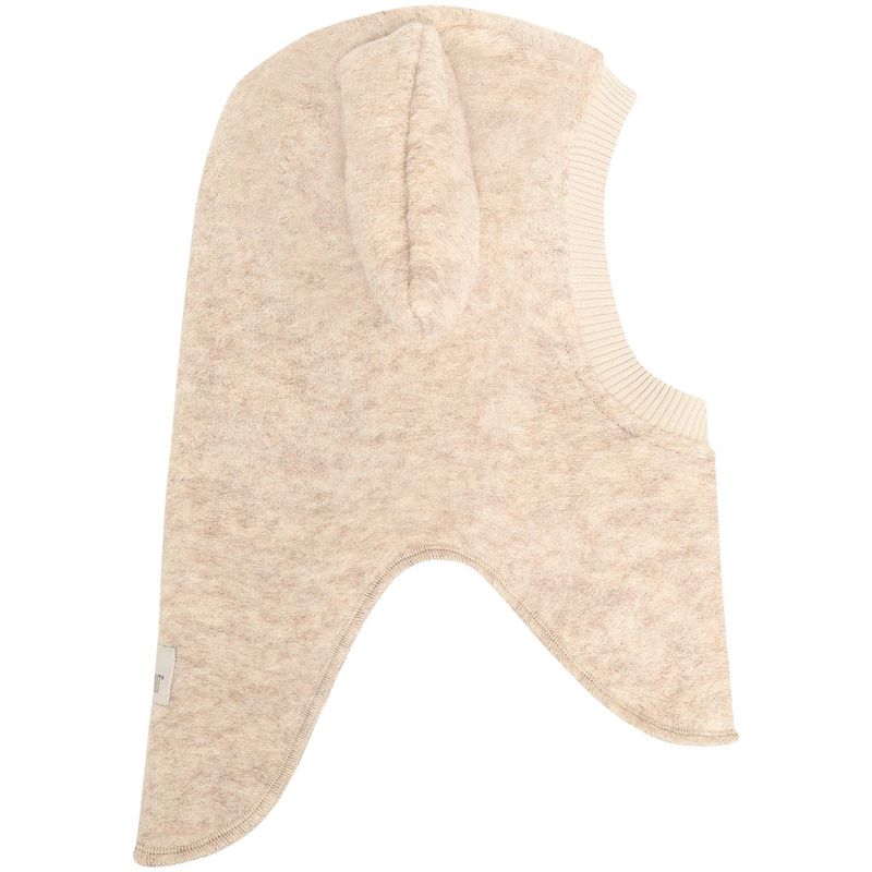 HUTTEliHUT balaclava i ull m/kaninører, Sand Melange