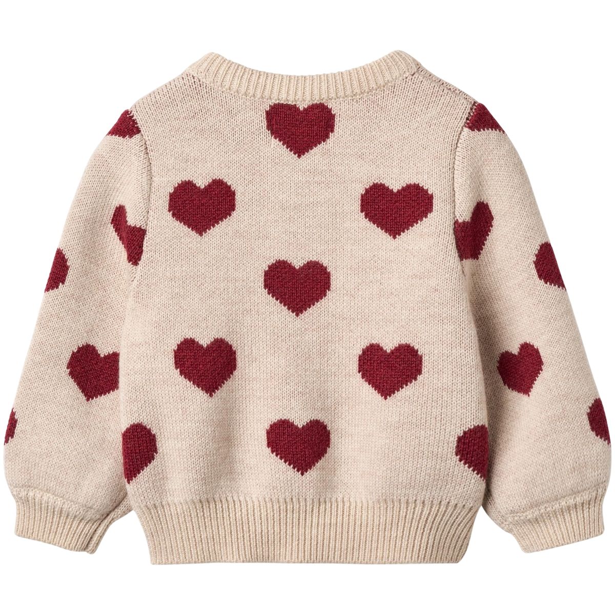 Wheat strikket cardigan i ull til baby, Offwhite Melange