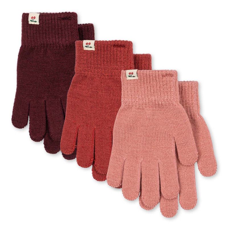 Konges Sløjd Filla 3-pack vanter til barn, Rose Mix