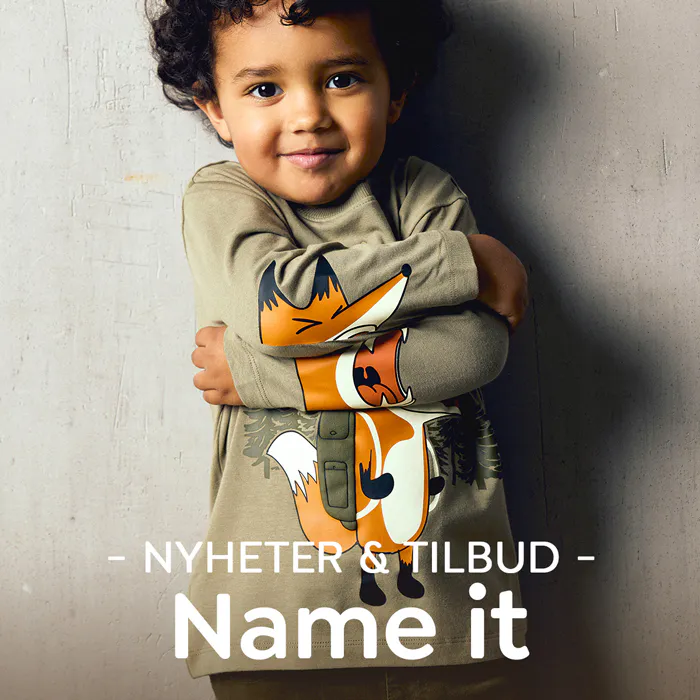 Name it nyheter og tilbud. Du finner gensere, bukser, ullklær, kjoler og mye mer til baby og barn