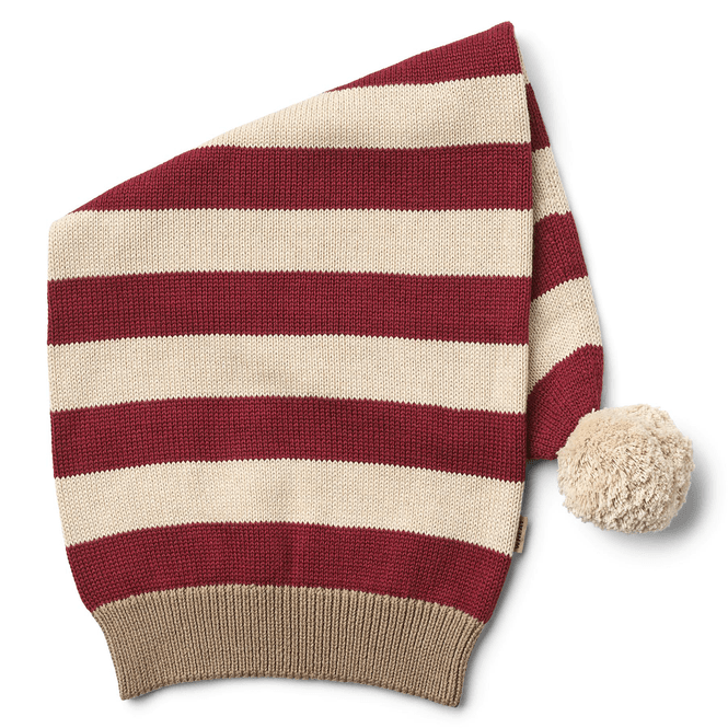 Hovedbilde Wheat strikket nisselue til barn, Red Stripe