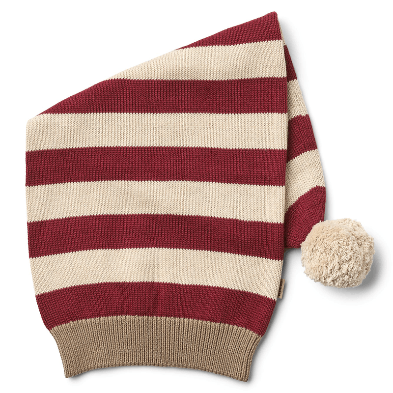 Wheat strikket nisselue til barn, Red Stripe