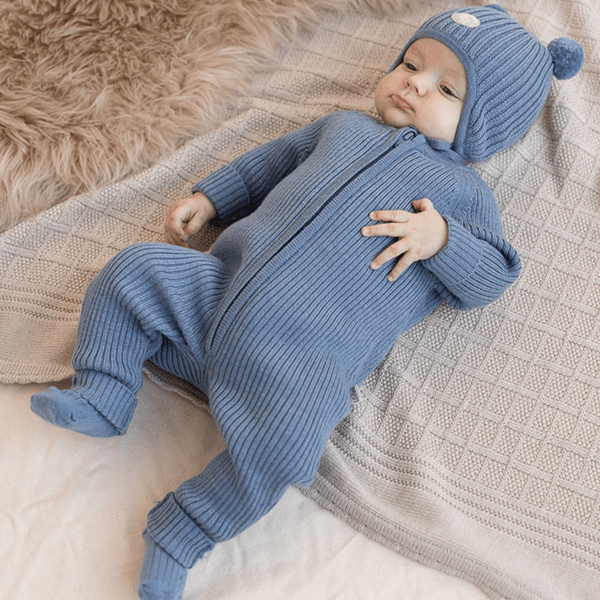 Hovedbilde Lillelam Ribb sparkedress i merinoull, Mellomblå