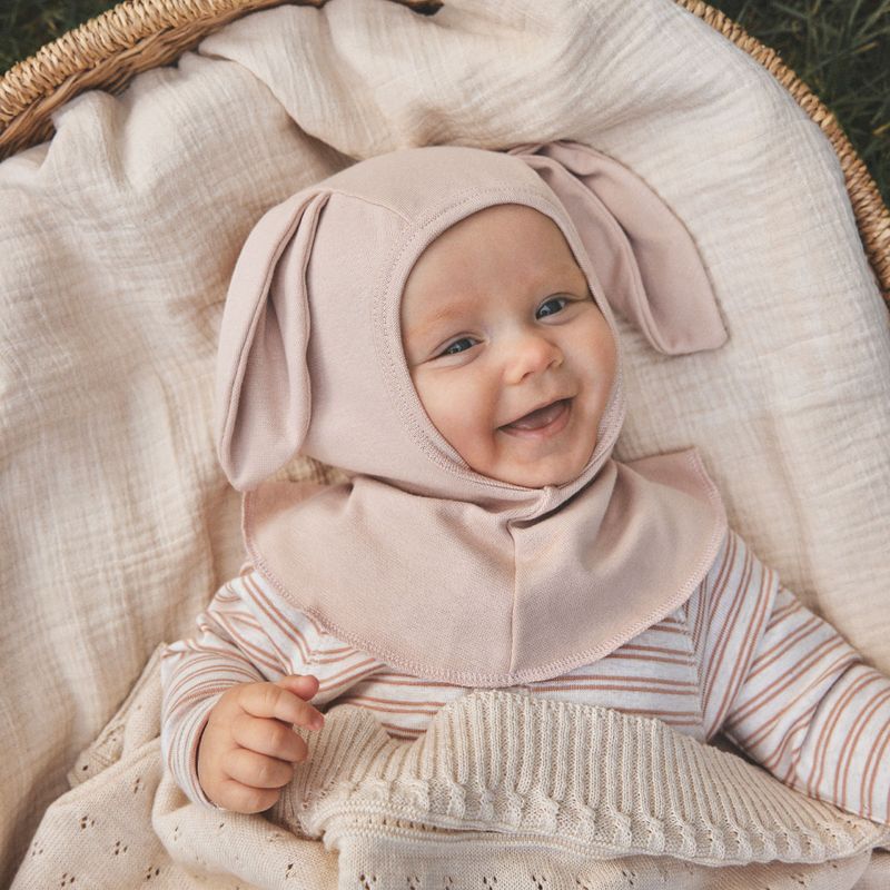 Huttelihut Jersey balaclava med ører, Almond Peach