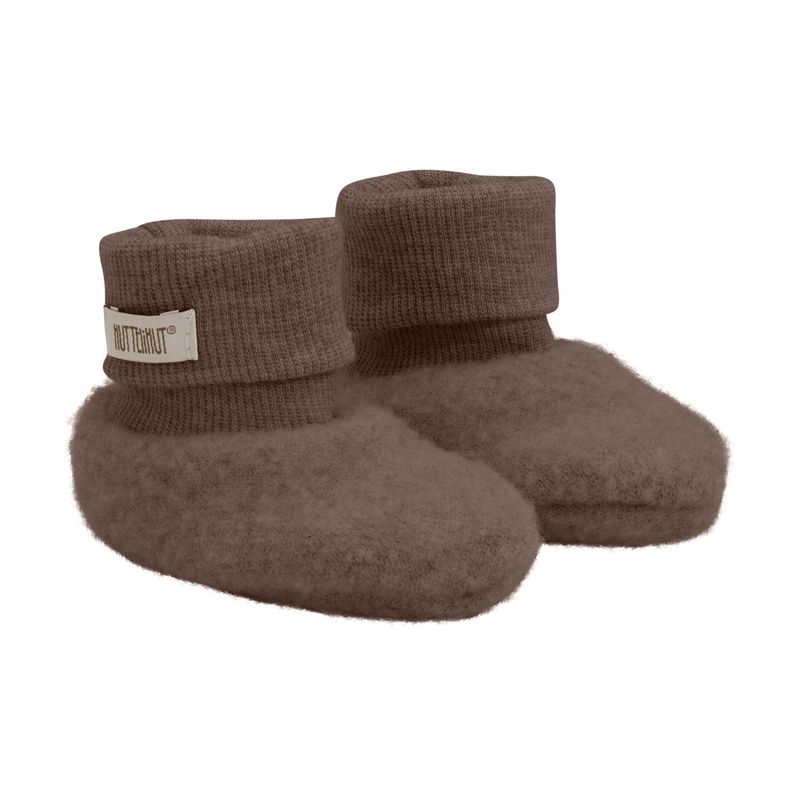 HUTTEliHUT Ullfleece booties 2-lags, Brown Melange