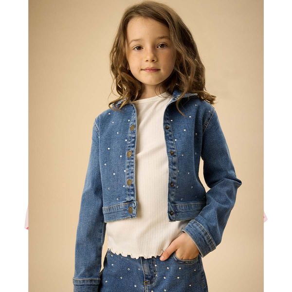 Hovedbilde Creamie Rhinestones denimjakke til barn, Blue ...